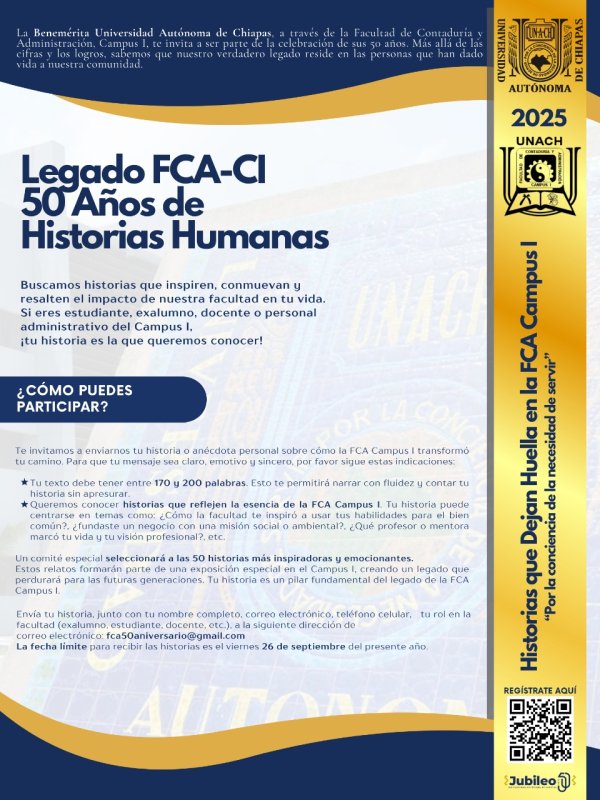 Convocatoria: Legado FCA-CI 50 Años de Historias Humanas