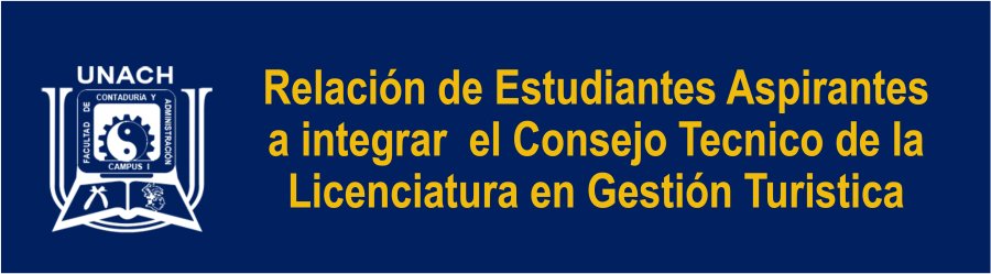 Relación de estudiantes aspirantes a integrar el Consejo Tecnico de la Licenciatura en Gestión Turística